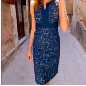 Boden Navy and White Patterned Dress